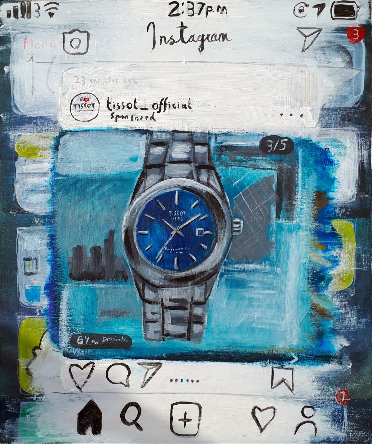 Stage 9 (Tissot Gentleman), 2:37pm, 6/5/20, Arcylic on Board, 60x50cm