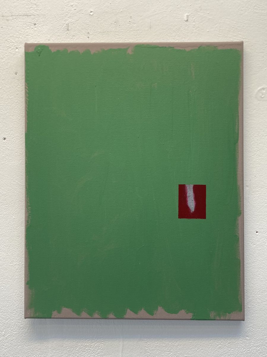 6. Stab In The Dark, Acrylic and aerosol on canvas, 50 x 39.6cm.