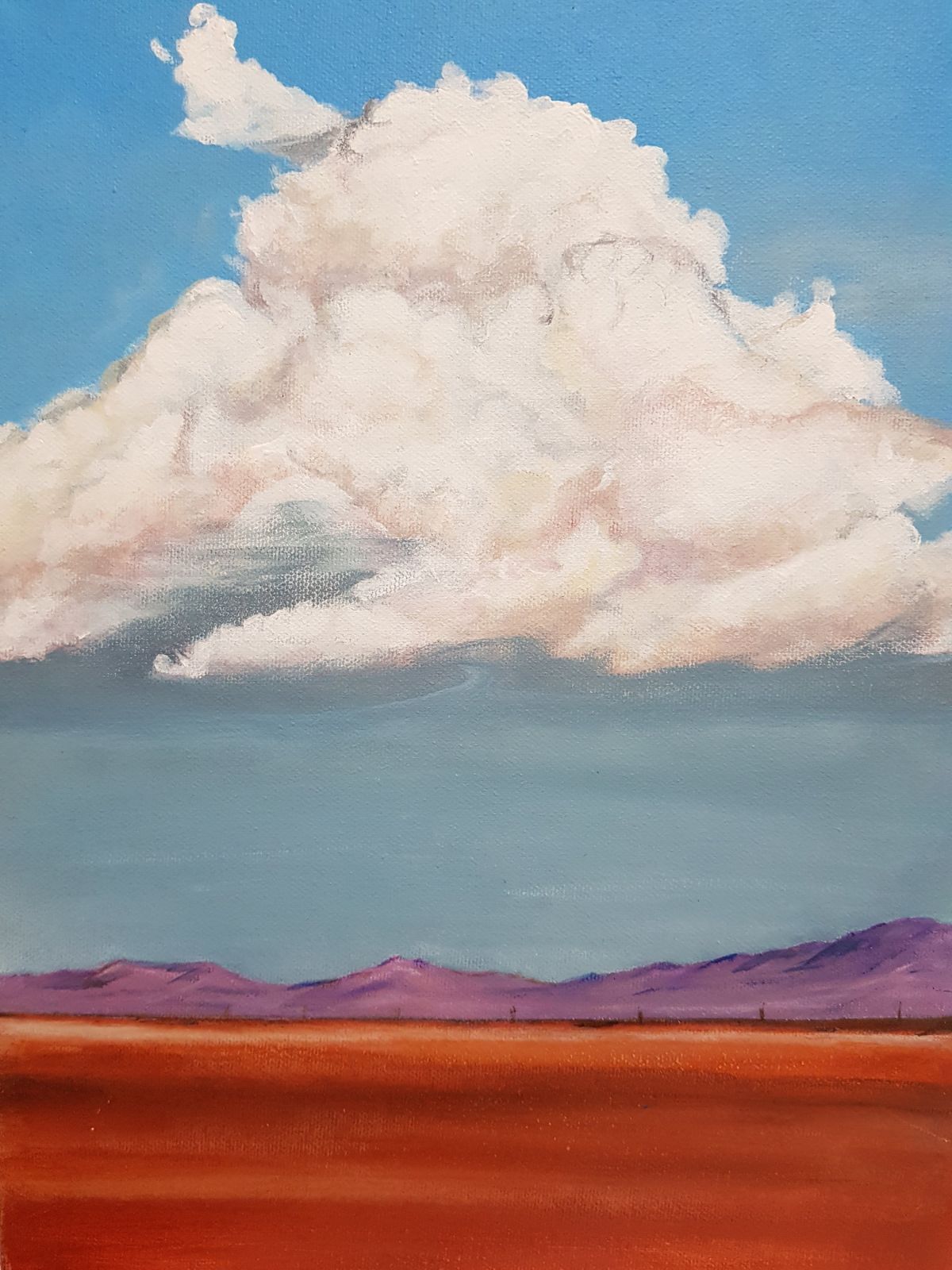 1. 'Cloud Over Amboy' - acrylic on canvas. 2. 'Death Valley Life' - acrylic on canvas. 3. 'Amboy Road' - acrylic on canvas. 4. 'Wonder Valley' - acrylic on canvas. 5.& 6. 'Antelope Canyon' - large scale triptych, acrylic on canvas, 270cm x 120cm. Video Submission entitled 'Irish Heart, Desert Soul'.