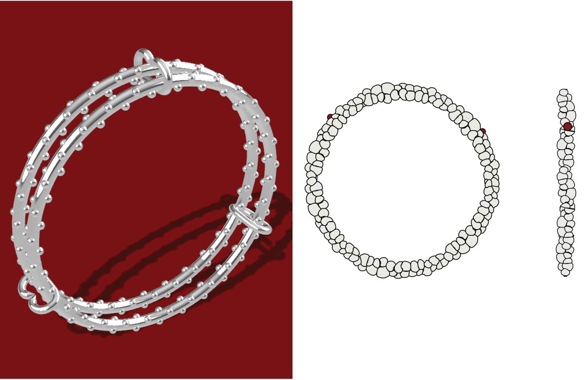 5- Claw textured bangle, Slim textured bangle