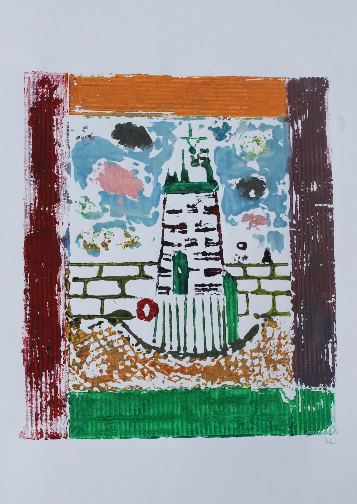 1. Environment – Dun Laoghaire West Pier Lighthouse, Collograph Print, Lorna Lafferty