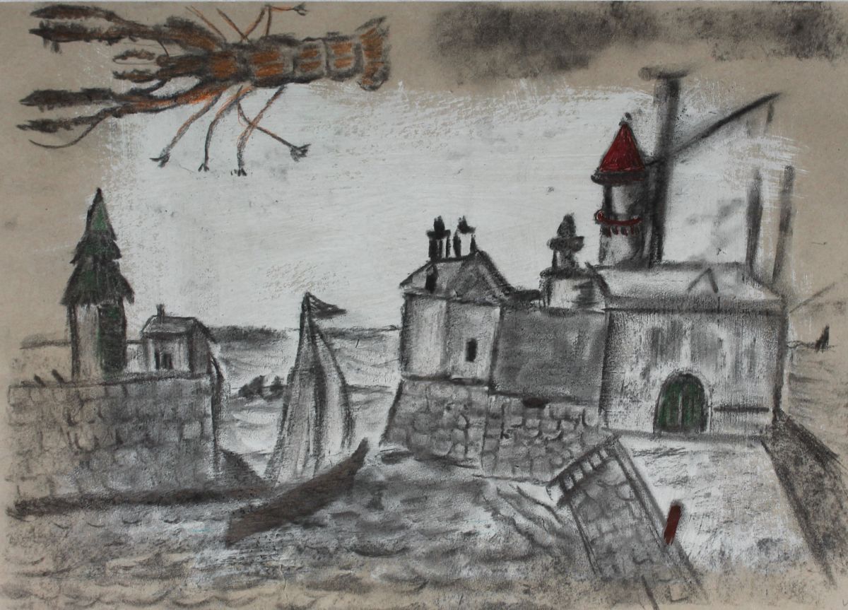 2.	Environment – Dun Laoghaire East Pier Lighthouse, Mixed Media Print, Lorna Lafferty