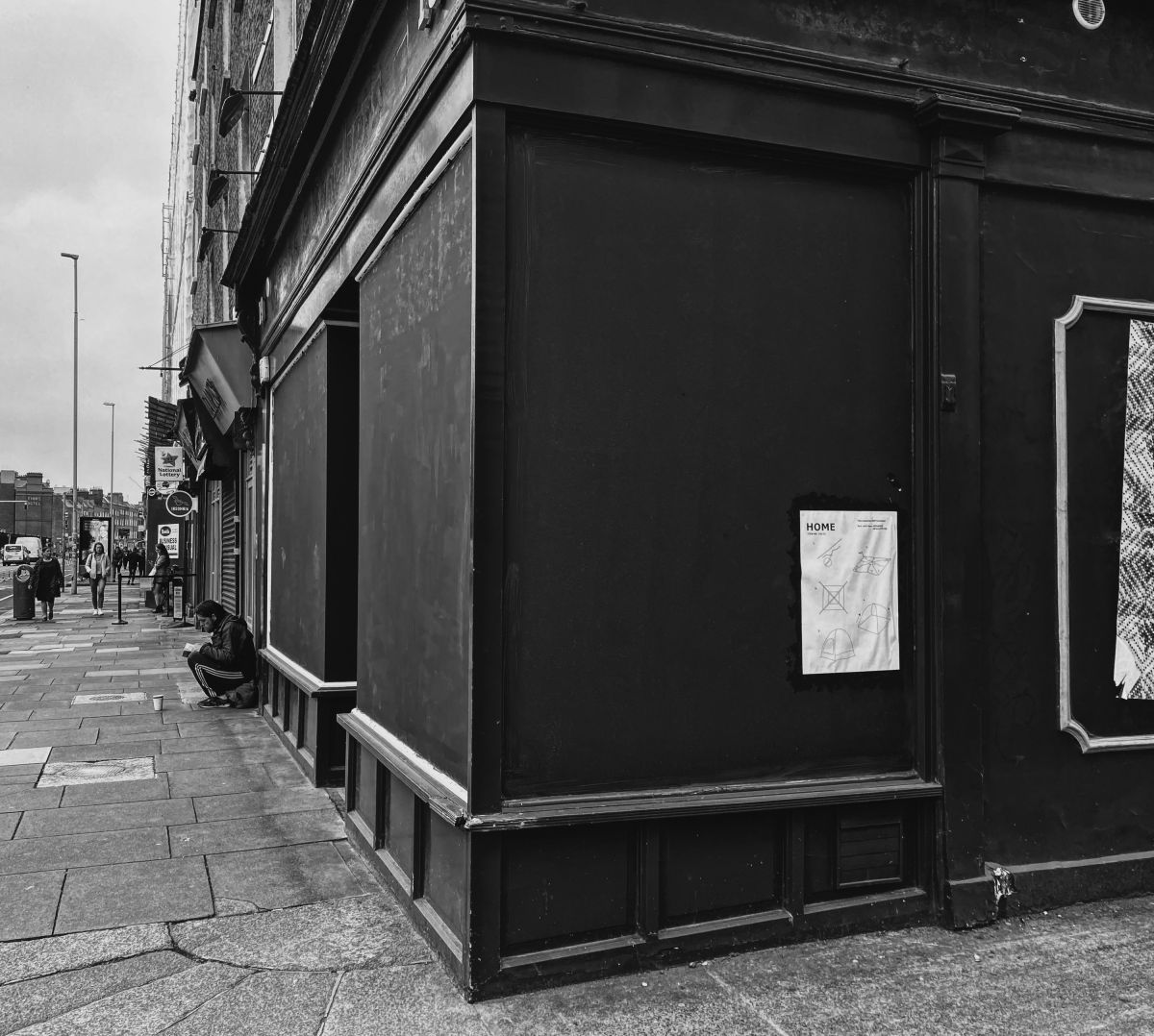 3. Home. The perspective of seeing a homeless person sit on the ground on a rainy day in Dublin, meters from my poster is a big reflection on that this is what is considered their home.