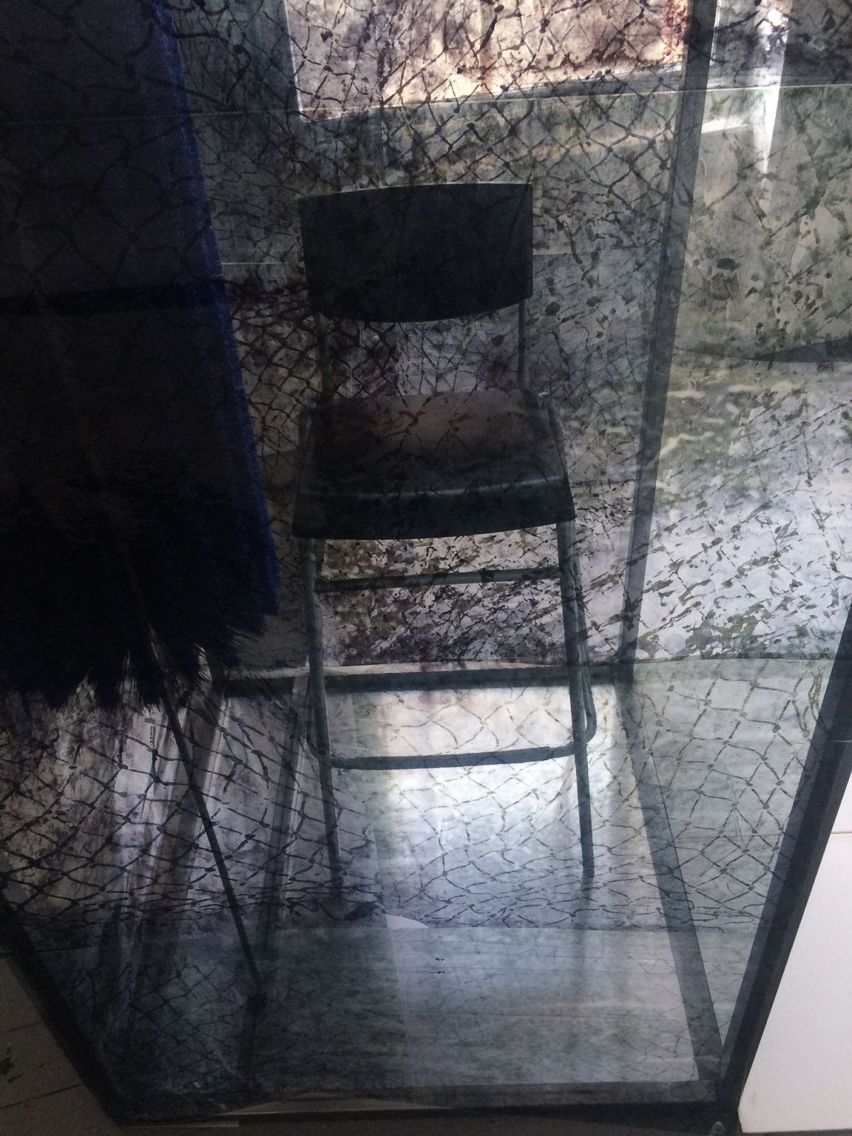 Shed Skin, detail, 210 x 85 x 85cm, steel, film, brush.