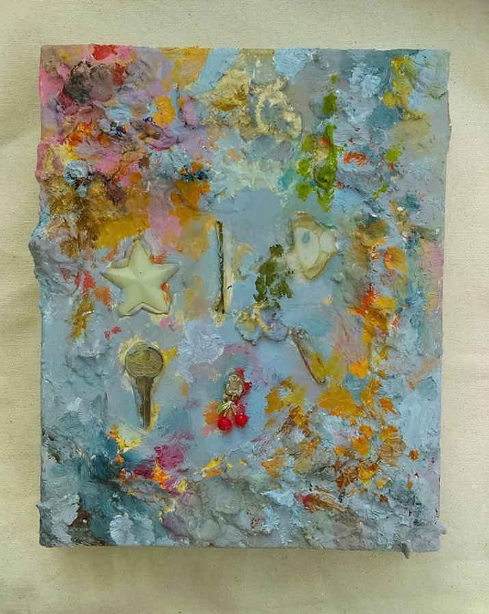 4. fingers turning blue against the dawn, Oil and mixed media on plaster and canvas, 18 x 24cm