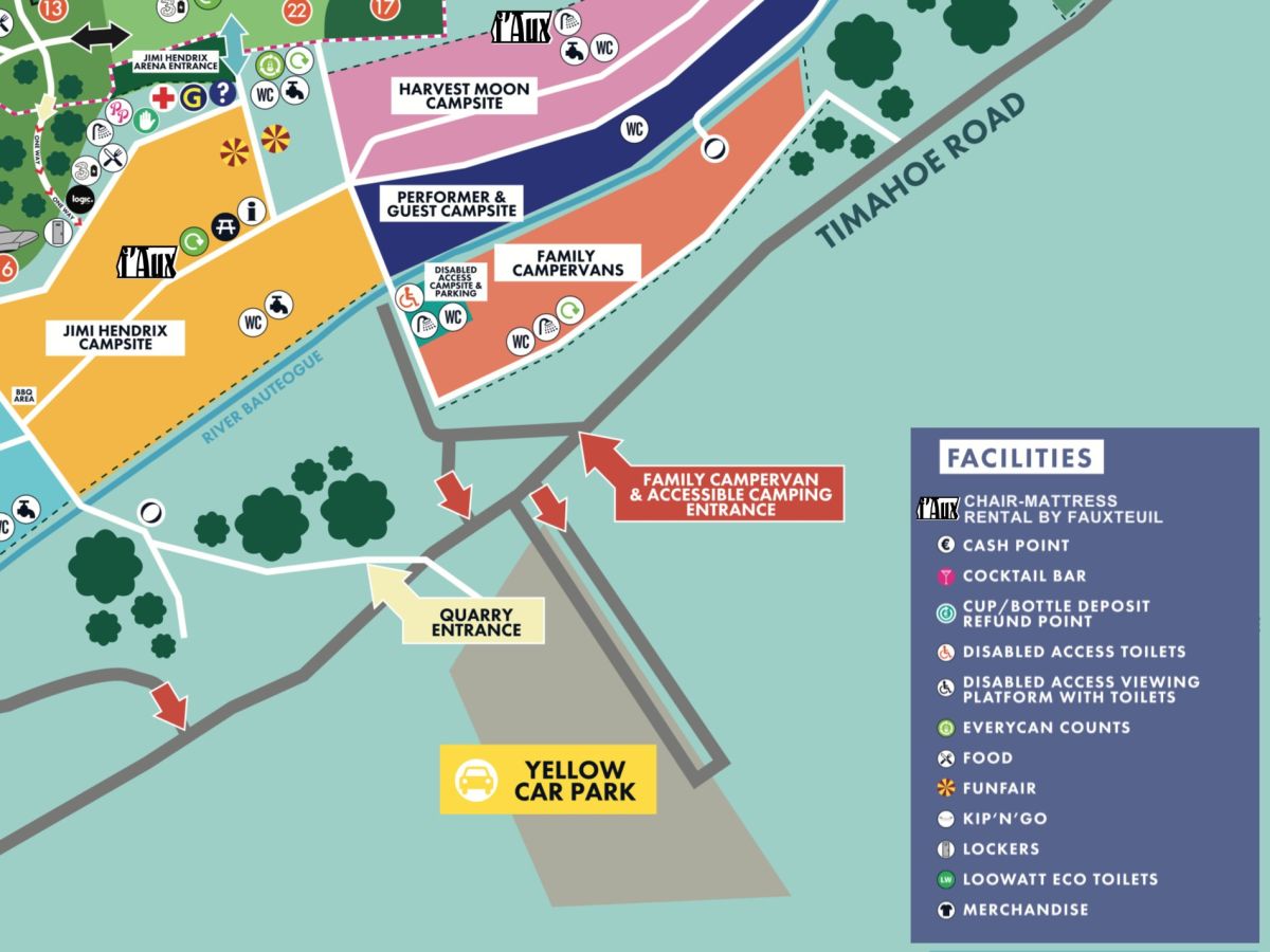Festival map showing Fauxteuil container locations