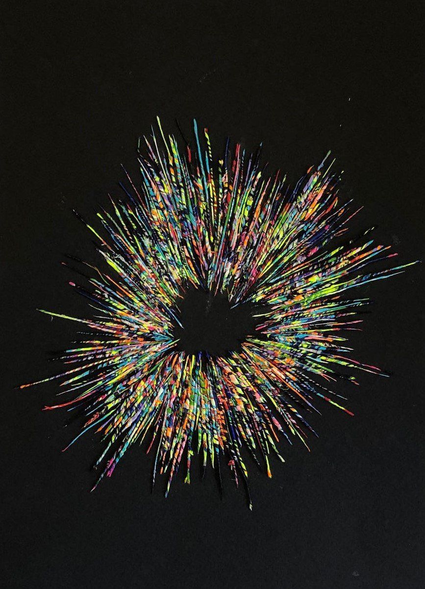 9 - A splash made from cut and rolled tissues