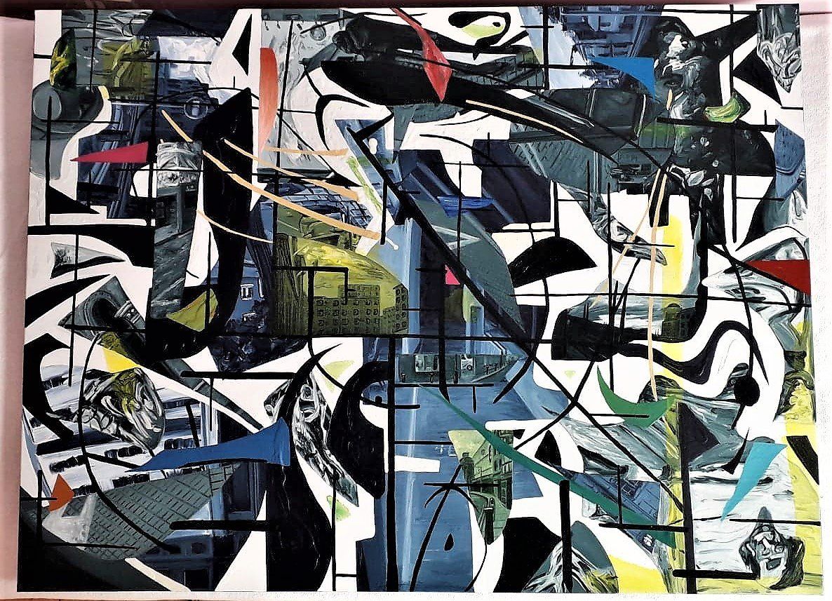 No 9 90x120cm Oil and Acrylic on Canvas Painting