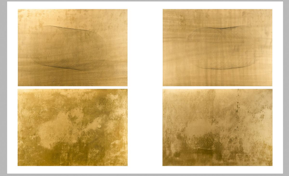 8. Circle etching with gold paint